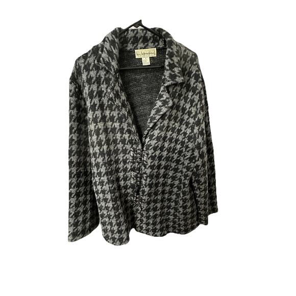 VIKI INTERNATIONAL Women’s Gray & Black Cardigan Sweater Mix Wool Size 1X - Picture 1 of 5